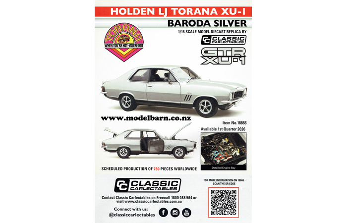 Classic Carlectables Holden LJ Torana GTR XU-1 (Baroda Silver) A4 Shop Poster