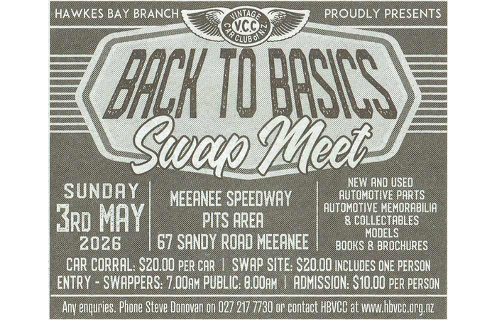 Hawkes Bay Back to Basics Swap Meet May 3 2026