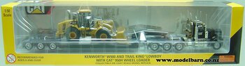 1/50 Kenworth W900 Prime Mover with Low Loader Trailer & Caterpillar 950H Wheel Loader Set-kenworth-Model Barn