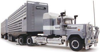 1/64 Kenworth W900 Livestock Road Train with 2 Trailers "Highway Replicas 10th Anniversary"-trucks-and-trailers-Model Barn