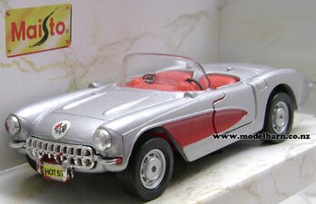 1/39 Chev Corvette (1957, silver & red)-chevrolet-and-gmc-Model Barn