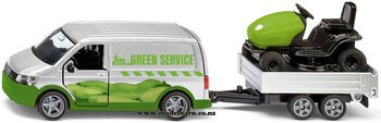 1/50 Volkswagen T6 Van with Trailer & Ride-on Lawn Mower "Green Service"-vehicles-Model Barn