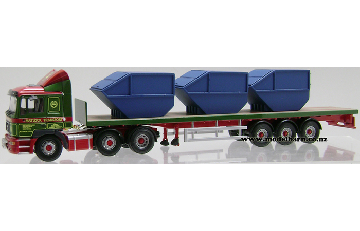 1/50 MAN F2000 Prime Mover with Semi Flat Deck Trailer & Skips Load "Matlock Transport"