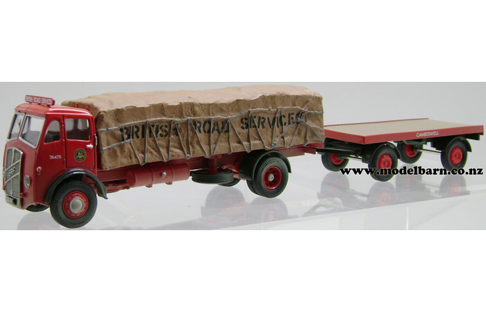 1/50 ERF V 2-Axle Sheeted Truck & Flat Deck Trailer "British Road Services"