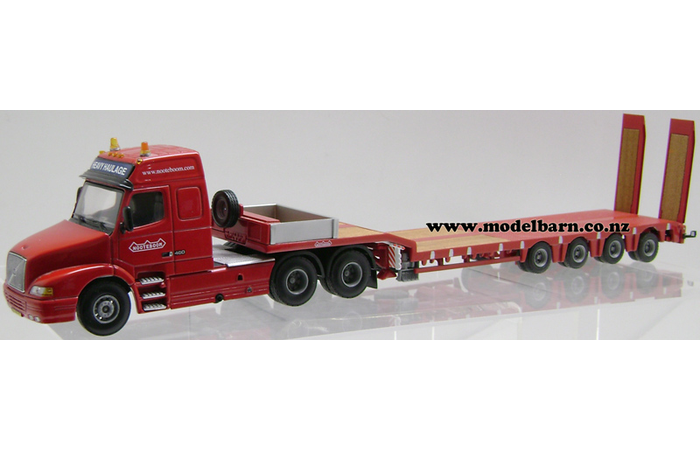 1/50 Volvo NH12-460 Prime Mover & Nooteboom 4-Axle Semi Low Loader Trailer (red)