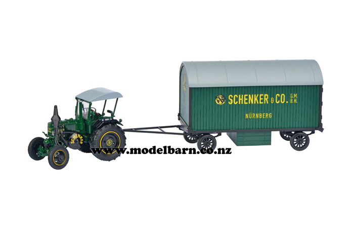 1/32 Lanz Bulldog D9506 (green) with Covered Trailer "Schenker"