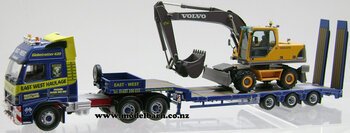 1/50 Volvo FH12-420 Prime Mover with 3-Axle Nooteboom Low Loader Trailer & Excavator "East-West Haulage"-volvo-Model Barn