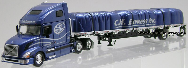 1/53 Volvo VNL 670 Prime Mover & Semi Tarped Flat Deck Trailer 