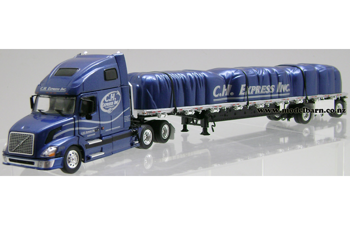 1/53 Volvo VNL 670 Prime Mover & Semi Tarped Flat Deck Trailer "CH Express Inc"
