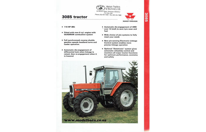 Massey Ferguson 3085 Tractor Sales Brochure 1992