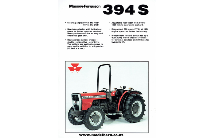 Massey Ferguson 394S Tractor Sales Brochure