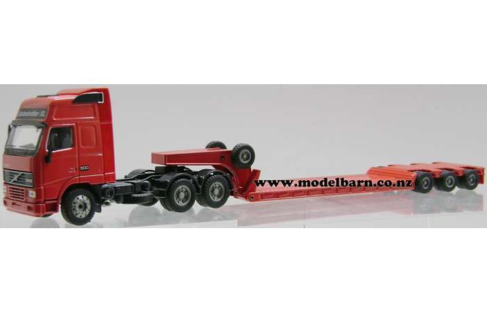 1/50 Volvo FH12-500 Globetrotter XL Prime Mover & Semi Low Loader Trailer (red, used)