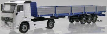 1/50 Volvo FH12-420 Prime Mover with Semi Dropside Trailer (white & blue, used)-volvo-Model Barn