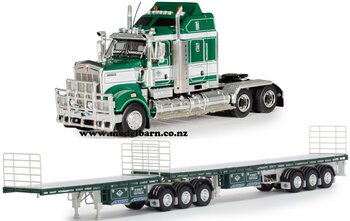 1/50 Kenworth T909 & Freighter Flat Top B-Double Trailer Set Combo "Hi-Quality Heavy Haulage"-trucks-and-trailers-Model Barn