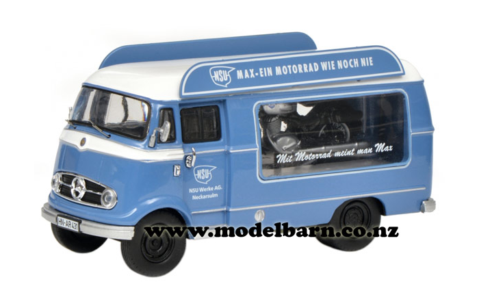 1/43 Mercedes L 319 Van (blue) with NSU Motorbike