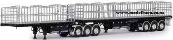 1/50 Freighter Flat Top B-Double Trailer Set (Gloss Black)-trucks-and-trailers-Model Barn