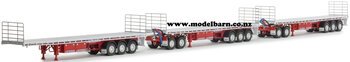 1/50 Freighter Triple Road Train Trailer & Dolly Set (White & Red)-trucks-and-trailers-Model Barn