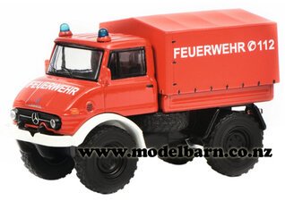 1/64 Mercedes Unimog U406 with Cover (red) "Feuerwehr"-mercedes-Model Barn