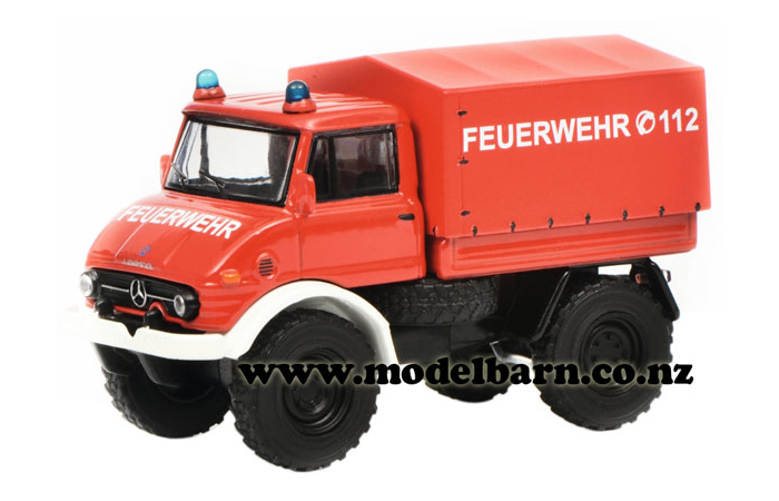 1/64 Mercedes Unimog U406 with Cover (red) "Feuerwehr"