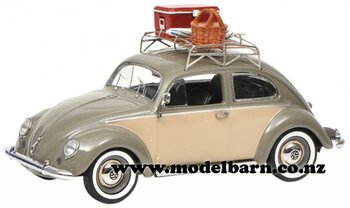 1/43 VW Beetle Ovali with Roof Rack & Picnic (grey & beige)-volkswagen-Model Barn