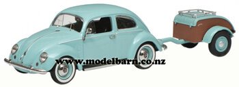 1/43 VW Beetle Ovali (turquoise) with Westfalia Trailer -volkswagen-Model Barn