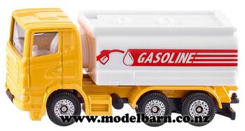 Scania Gasoline Tanker (yellow & white, 78mm)-scania-Model Barn