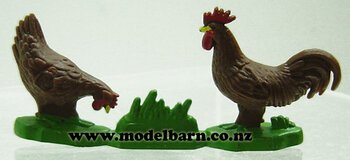 1/32 Rooster & Hen (brown)-animals-and-figurines-Model Barn