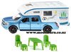 Ford F-150 Pick-Up (blue, 89mm) with Slide-in Camper & Accessories