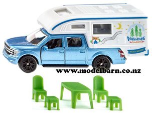 Ford F-150 Pick-Up (blue, 89mm) with Slide-in Camper & Accessories-ford-Model Barn