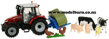 1/32 MF 5612 with Animals & Accessories Set-massey-ferguson,-mh-Model Barn
