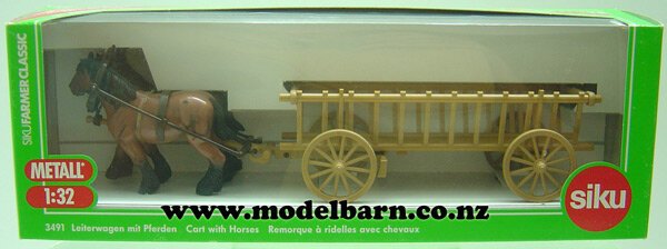 1/32 Vintage Hay Cart with 2 Horses - Vehicles-Horse Drawn