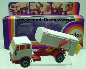 Mercedes Rubbish Truck (white & red, 140mm)-mercedes-Model Barn