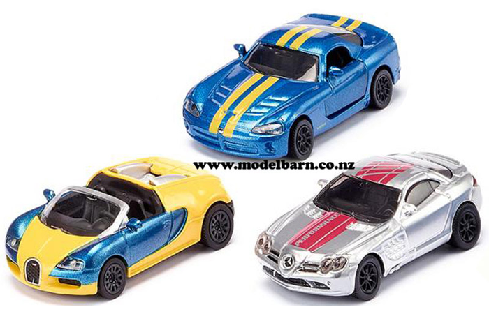 1/55 Bugatti Veyron, Mercedes McLaren SLR & Dodge Viper Set