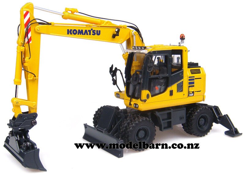 KOMATSU PW148-10 ダイキャストモデル 1/50 1/50 Komatsu PW148-10 Wheel Excavator & Attachments - Construction