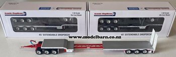 1/50 CTE 3-Axle Dolly & 3-Axle Drop Deck Low Loader (white & red)-trucks-and-trailers-Model Barn