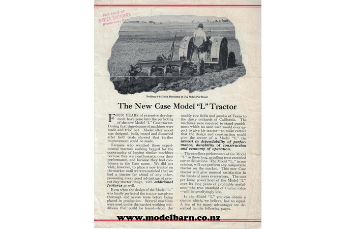 Case L Tractor Brochure 1929