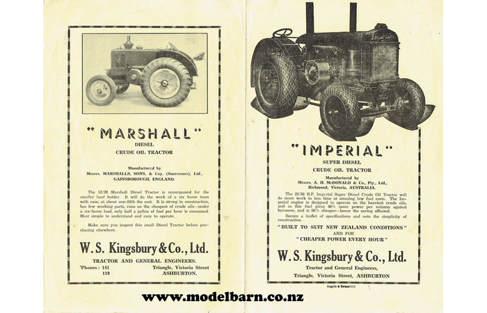 McDonald Imperial 22/36 & Marshall 12/20 Tractors Brochure