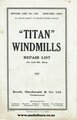 Booth Macdonald Titan Windmills Parts List Book 1927