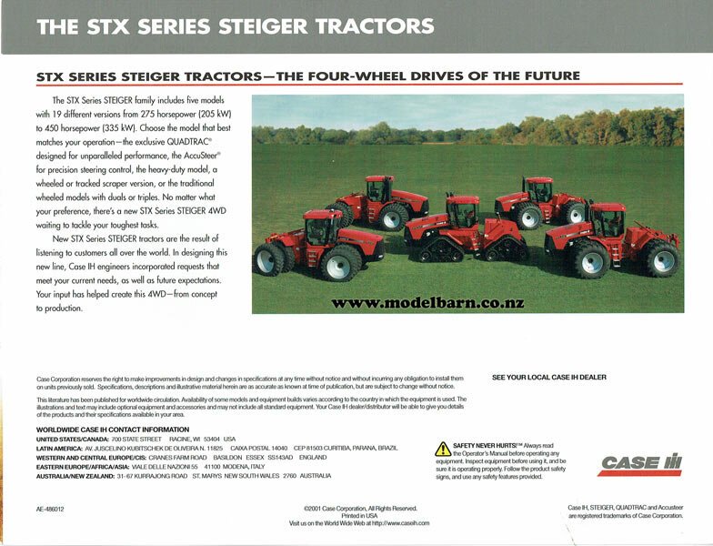 CaseIH Steiger STX450 Tractor Brochure 2001 Books & BrochuresSales CaseIH Steiger STX450 Tractor Brochure 2001 Books & BrochuresSales