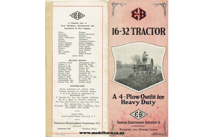 Emerson-Brantingham 16-32 Tractor Brochure 1920s
