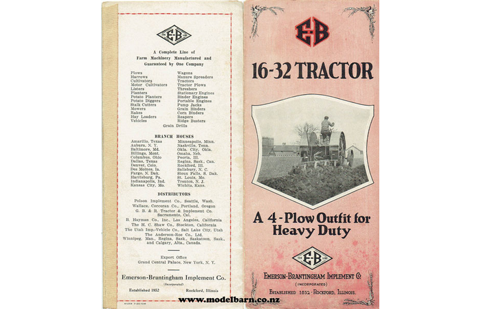 Emerson-Brantingham 16-32 Tractor Brochure 1920s