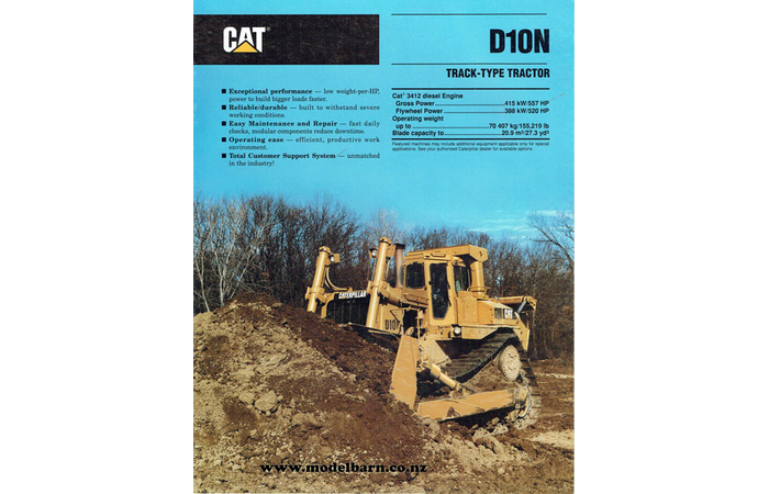 Caterpillar D10N Bulldozer Brochure 1990