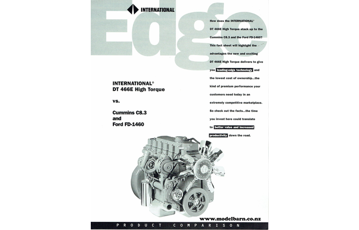 International DT 466E Engine verses Cummins C8.3 & Ford FD-1460 Brochure