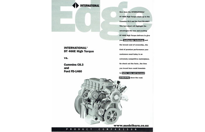 International DT 466E Engine verses Cummins C8.3 & Ford FD-1460 Brochure