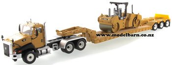 1/50 Caterpillar CT660 with XL120 Low Loader & CAT CB-534D XW Roller Set-trucks-and-trailers-Model Barn