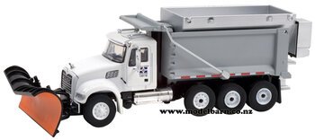 1/64 Mack Granite Tip Truck with Snow Plough (2019, white & grey)-mack-Model Barn