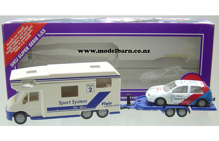 1/55 Motorhome with Trailer & VW Golf Race Car