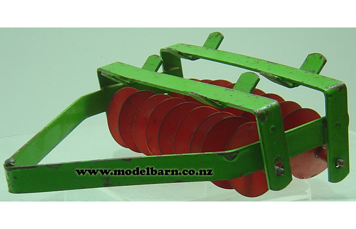 Disc Harrow Mettoy (green & red, tinplate, 140mm, unboxed)