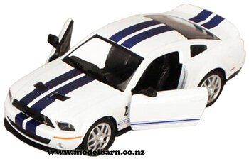 1/38 Shelby GT500 (2007, white & blue)-shelby-Model Barn