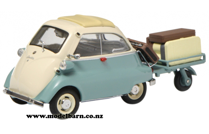 1/43 BMW Isetta (blue) & Luggage Trailer